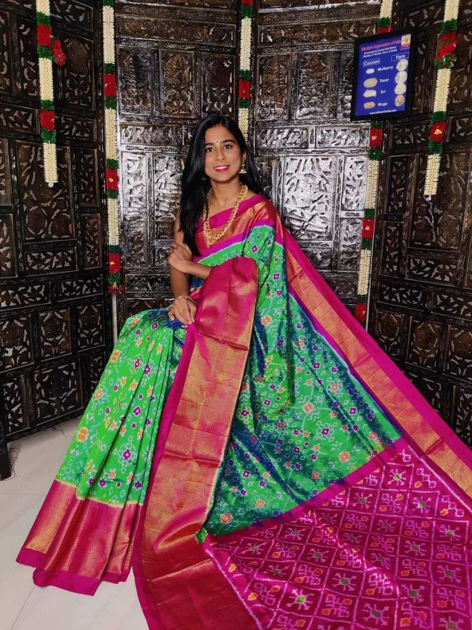 YNF PATOLA SILK RRI IKKAT SAREES WHOLESALE IKAT  POCHAMPALLY PATOLA SAREES MANUFACTURER      